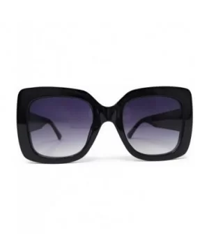 Oversized Bold Thick Black Square Frame Wide Arm Sunglasses Women Modern Hipster Fashion Shades - SM1122 - CF18L8AT4Z2 $12.05...