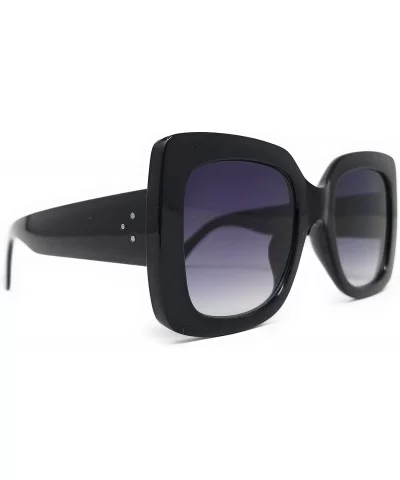 Oversized Bold Thick Black Square Frame Wide Arm Sunglasses Women Modern Hipster Fashion Shades - SM1122 - CF18L8AT4Z2 $12.05...