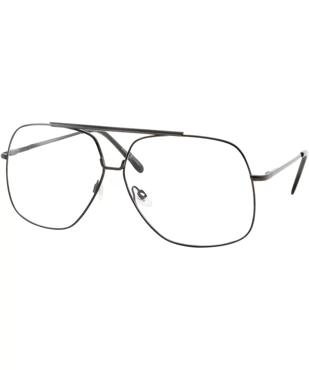 XL Mens Aviator Clear Lens Eye Glasses Square Fashion Oversized 62mm - Gunmetal - CO18644ZKNH $5.53 Oversized