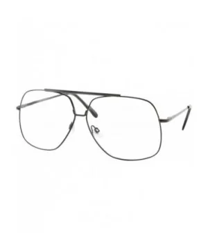 XL Mens Aviator Clear Lens Eye Glasses Square Fashion Oversized 62mm - Gunmetal - CO18644ZKNH $5.53 Oversized