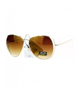 Fashion Aviator Sunglasses Womens Metal Open Frame Aviators UV 400 - Gold (Brown Mirror) - CQ1876MUUXK $9.22 Aviator