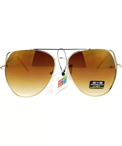 Fashion Aviator Sunglasses Womens Metal Open Frame Aviators UV 400 - Gold (Brown Mirror) - CQ1876MUUXK $9.22 Aviator