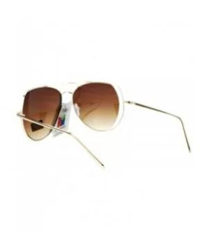 Fashion Aviator Sunglasses Womens Metal Open Frame Aviators UV 400 - Gold (Brown Mirror) - CQ1876MUUXK $9.22 Aviator