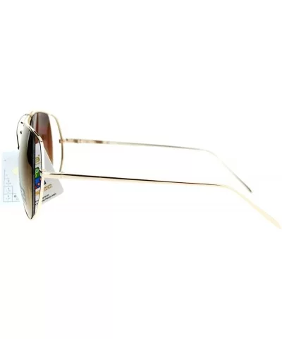 Fashion Aviator Sunglasses Womens Metal Open Frame Aviators UV 400 - Gold (Brown Mirror) - CQ1876MUUXK $9.22 Aviator