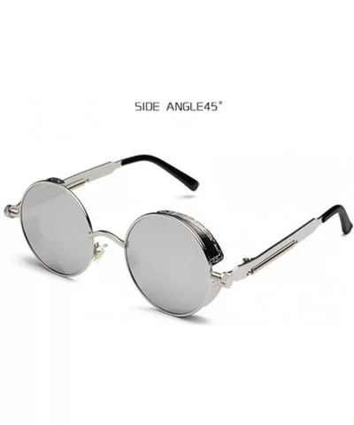 Round Steampunk Sunglasses Men Women Luxury Eyewear Mirror Punk Sun Glasses Vintage Female Male Eyeglasses Punk - CK18WS045M6...