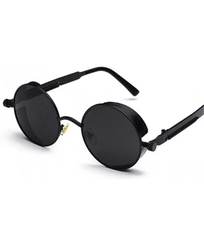 Round Steampunk Sunglasses Men Women Luxury Eyewear Mirror Punk Sun Glasses Vintage Female Male Eyeglasses Punk - CK18WS045M6...