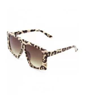 Oversized Square Sunglasses for Women Man Fashion Leopard Flat Top Sun Glasses - Leopard - CB18WRIZYWT $7.29 Square