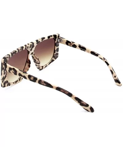 Oversized Square Sunglasses for Women Man Fashion Leopard Flat Top Sun Glasses - Leopard - CB18WRIZYWT $7.29 Square