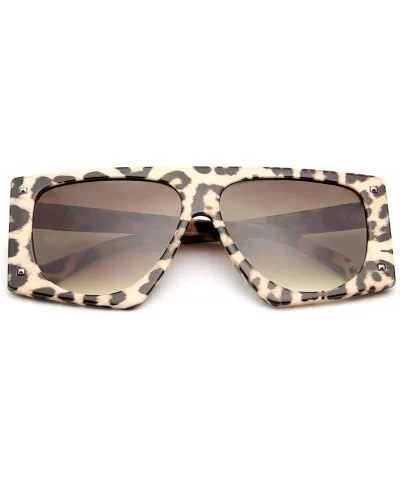 Oversized Square Sunglasses for Women Man Fashion Leopard Flat Top Sun Glasses - Leopard - CB18WRIZYWT $7.29 Square