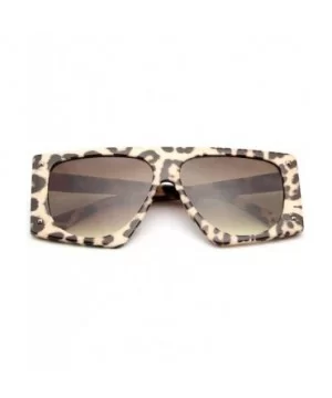 Oversized Square Sunglasses for Women Man Fashion Leopard Flat Top Sun Glasses - Leopard - CB18WRIZYWT $7.29 Square