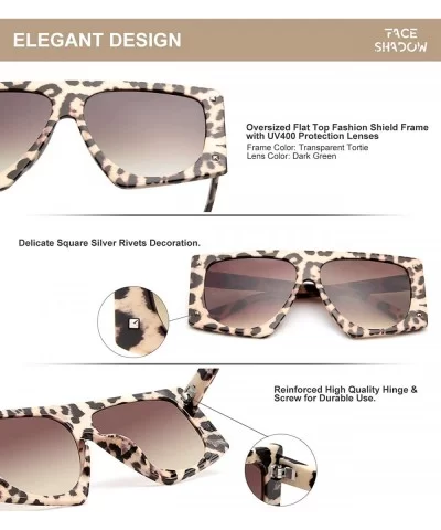 Oversized Square Sunglasses for Women Man Fashion Leopard Flat Top Sun Glasses - Leopard - CB18WRIZYWT $7.29 Square