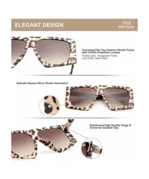 Oversized Square Sunglasses for Women Man Fashion Leopard Flat Top Sun Glasses - Leopard - CB18WRIZYWT $7.29 Square