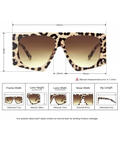 Oversized Square Sunglasses for Women Man Fashion Leopard Flat Top Sun Glasses - Leopard - CB18WRIZYWT $7.29 Square