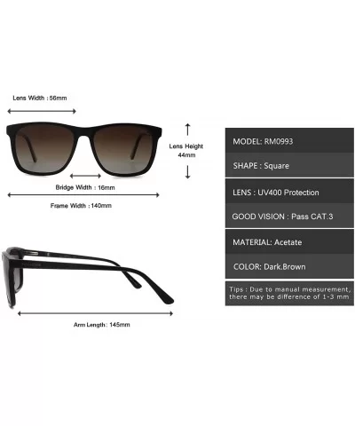 Exquisite handicraft eyewear with UV protective polarized lens acetate sunglasses - Dark.brown - CO1966H3RQR $20.84 Rectangular