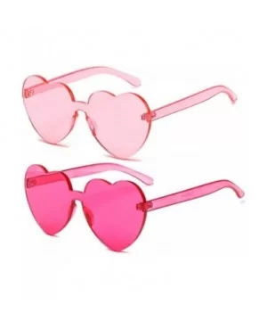 Heart Shape Sunglasses One Piece Transparent Rimless Candy Color Glasses - A Pink- Dark Pink - CE196ETM7E0 $6.15 Aviator