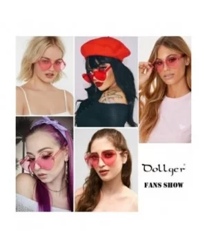 Heart Shape Sunglasses One Piece Transparent Rimless Candy Color Glasses - A Pink- Dark Pink - CE196ETM7E0 $6.15 Aviator