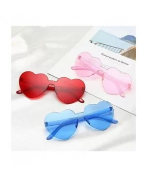 Heart Shape Sunglasses One Piece Transparent Rimless Candy Color Glasses - A Pink- Dark Pink - CE196ETM7E0 $6.15 Aviator