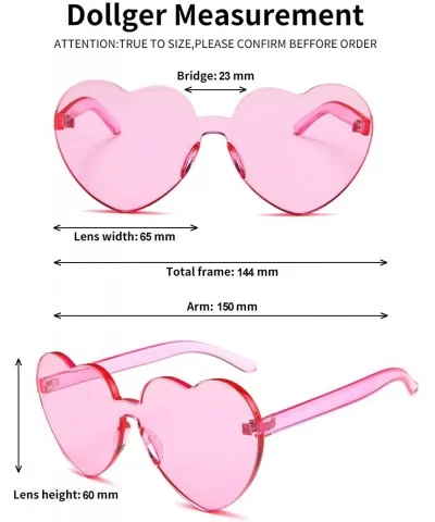 Heart Shape Sunglasses One Piece Transparent Rimless Candy Color Glasses - A Pink- Dark Pink - CE196ETM7E0 $6.15 Aviator