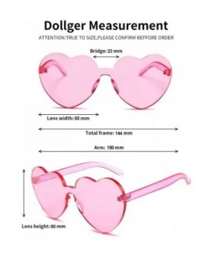 Heart Shape Sunglasses One Piece Transparent Rimless Candy Color Glasses - A Pink- Dark Pink - CE196ETM7E0 $6.15 Aviator