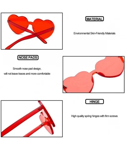 Heart Shape Sunglasses One Piece Transparent Rimless Candy Color Glasses - A Pink- Dark Pink - CE196ETM7E0 $6.15 Aviator