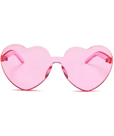 Heart Shape Sunglasses One Piece Transparent Rimless Candy Color Glasses - A Pink- Dark Pink - CE196ETM7E0 $6.15 Aviator