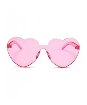 Heart Shape Sunglasses One Piece Transparent Rimless Candy Color Glasses - A Pink- Dark Pink - CE196ETM7E0 $6.15 Aviator