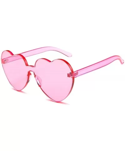 Heart Shape Sunglasses One Piece Transparent Rimless Candy Color Glasses - A Pink- Dark Pink - CE196ETM7E0 $6.15 Aviator