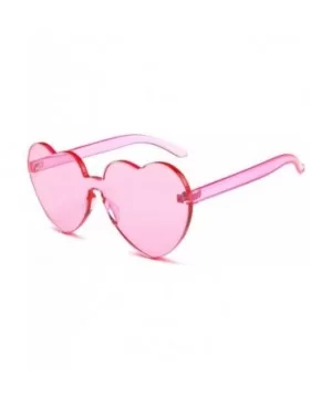 Heart Shape Sunglasses One Piece Transparent Rimless Candy Color Glasses - A Pink- Dark Pink - CE196ETM7E0 $6.15 Aviator