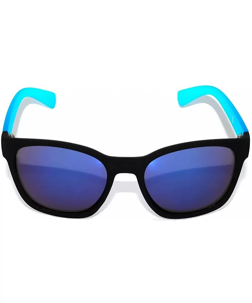 Matte Reflective Mirror Lens Sunglasses Soft Finish Colored Frame - Black - Blue Frame Blue Lens - CS11N52CNQ1 $5.82 Wayfarer