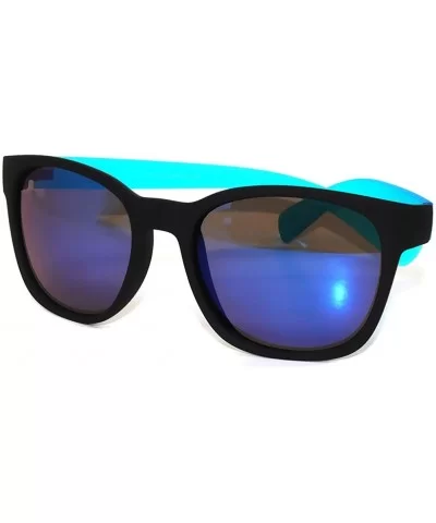 Matte Reflective Mirror Lens Sunglasses Soft Finish Colored Frame - Black - Blue Frame Blue Lens - CS11N52CNQ1 $5.82 Wayfarer