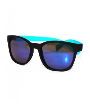 Matte Reflective Mirror Lens Sunglasses Soft Finish Colored Frame - Black - Blue Frame Blue Lens - CS11N52CNQ1 $5.82 Wayfarer