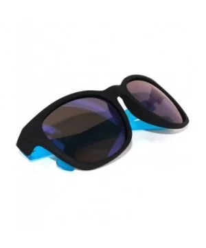 Matte Reflective Mirror Lens Sunglasses Soft Finish Colored Frame - Black - Blue Frame Blue Lens - CS11N52CNQ1 $5.82 Wayfarer