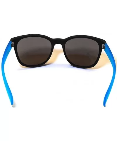 Matte Reflective Mirror Lens Sunglasses Soft Finish Colored Frame - Black - Blue Frame Blue Lens - CS11N52CNQ1 $5.82 Wayfarer