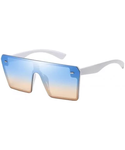 Chic Womens Rectangle Sunglasses Outdoor Party Tinted Lens Eyewear UV Protection - Light Blue - CA190DWIH68 $6.30 Oversized