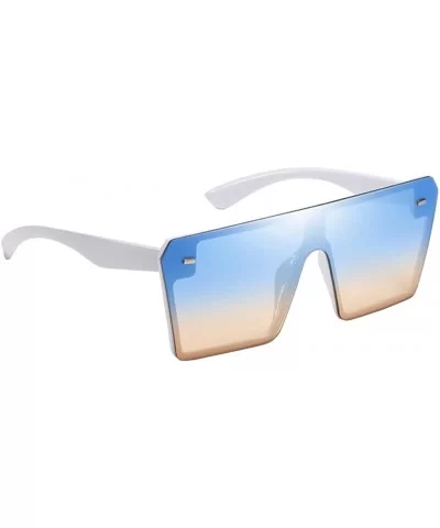 Chic Womens Rectangle Sunglasses Outdoor Party Tinted Lens Eyewear UV Protection - Light Blue - CA190DWIH68 $6.30 Oversized