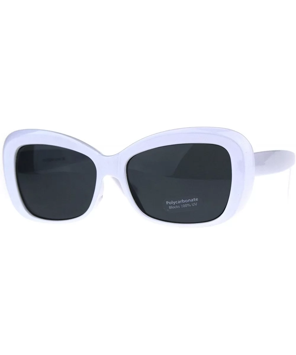 Vintage Fashion Womens Sunglasses Classy Rectangular Frame UV 400 - White (Black) - CO180Q5WQMC $8.00 Rectangular