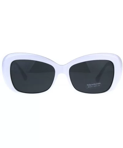 Vintage Fashion Womens Sunglasses Classy Rectangular Frame UV 400 - White (Black) - CO180Q5WQMC $8.00 Rectangular