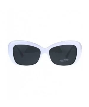 Vintage Fashion Womens Sunglasses Classy Rectangular Frame UV 400 - White (Black) - CO180Q5WQMC $8.00 Rectangular