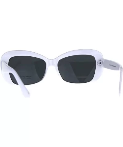 Vintage Fashion Womens Sunglasses Classy Rectangular Frame UV 400 - White (Black) - CO180Q5WQMC $8.00 Rectangular