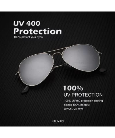 Classic Aviator Sunglasses for Men Women Driving Sun glasses Polarized Lens 100% UV Blocking - E Silver - C718Y9IK5H3 $5.45 W...