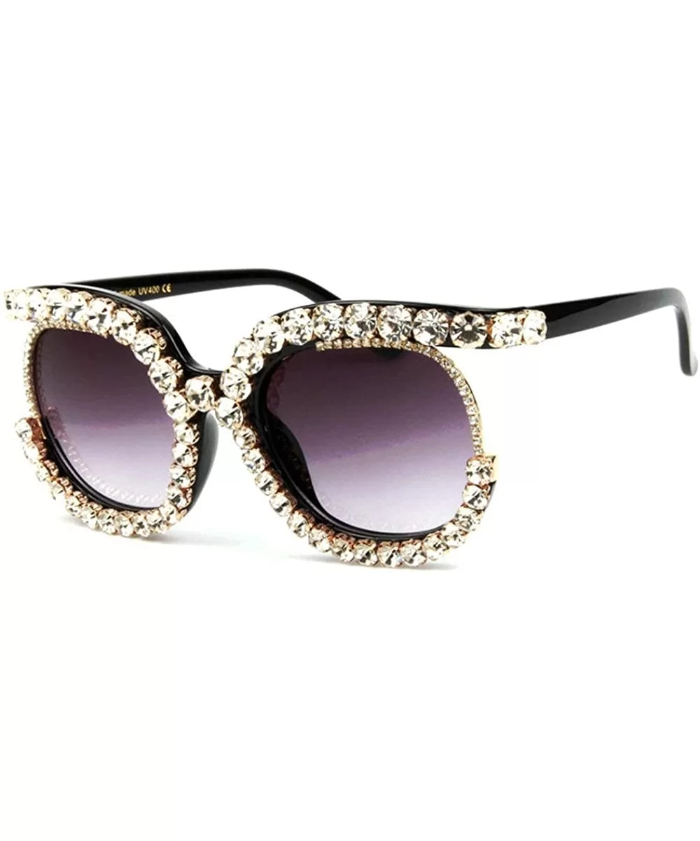 Fashion Big Frame Sunglasses Personality Tide Colorful Rhinestone Sunshade mirror - White - C218WQD79LK $14.47 Square