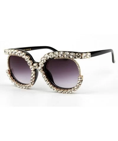 Fashion Big Frame Sunglasses Personality Tide Colorful Rhinestone Sunshade mirror - White - C218WQD79LK $14.47 Square