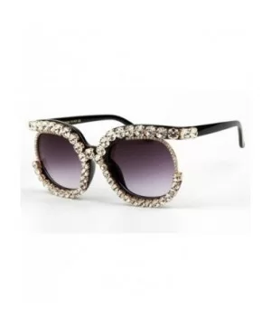 Fashion Big Frame Sunglasses Personality Tide Colorful Rhinestone Sunshade mirror - White - C218WQD79LK $14.47 Square