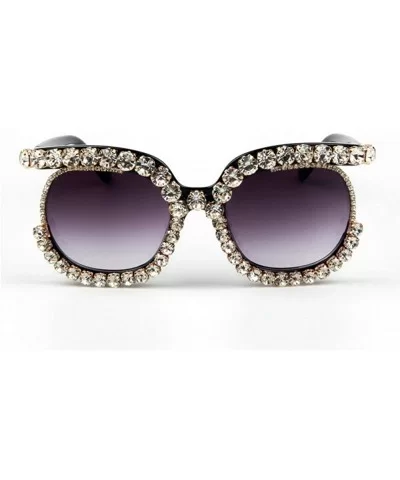 Fashion Big Frame Sunglasses Personality Tide Colorful Rhinestone Sunshade mirror - White - C218WQD79LK $14.47 Square