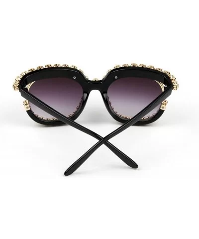 Fashion Big Frame Sunglasses Personality Tide Colorful Rhinestone Sunshade mirror - White - C218WQD79LK $14.47 Square