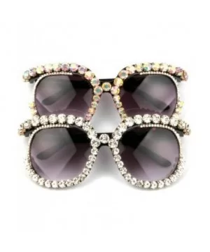 Fashion Big Frame Sunglasses Personality Tide Colorful Rhinestone Sunshade mirror - White - C218WQD79LK $14.47 Square