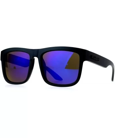 Mens Mirror Lens Gangster Oversize Horn Rim Cholo Sunglasses - Blue Revo - CO12MX99N0G $6.52 Oversized