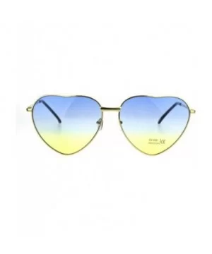 Oceanic Gradient Lens Heart Shape Valentine Love Metal Rim Sunglasses - Blue Yellow - C2185NNHTW9 $9.08 Rectangular