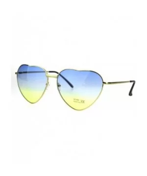 Oceanic Gradient Lens Heart Shape Valentine Love Metal Rim Sunglasses - Blue Yellow - C2185NNHTW9 $9.08 Rectangular