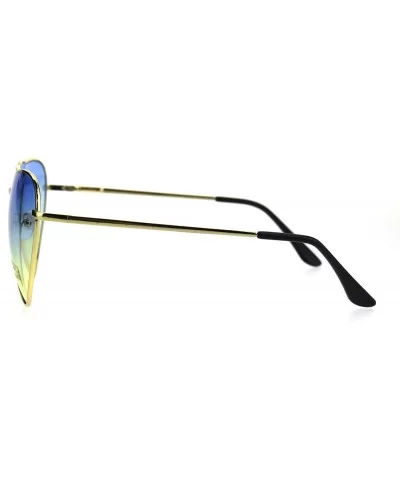 Oceanic Gradient Lens Heart Shape Valentine Love Metal Rim Sunglasses - Blue Yellow - C2185NNHTW9 $9.08 Rectangular